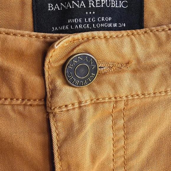 Banana Republic Camel Brown Denim Wide Leg Crop Lightweight Size 10 waist 17" - Picture 4 of 8